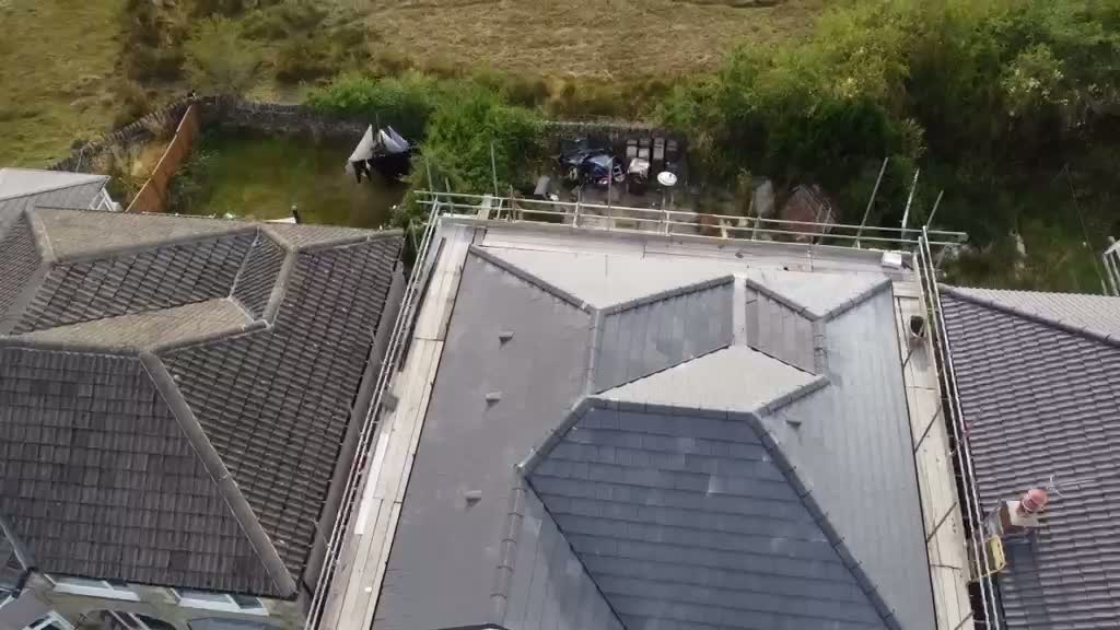 Pitched roofing from above